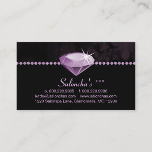 Salon Spa Business Card purple heart rhinestone