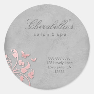 Salon spa butterfly floral sticker pink grey 2