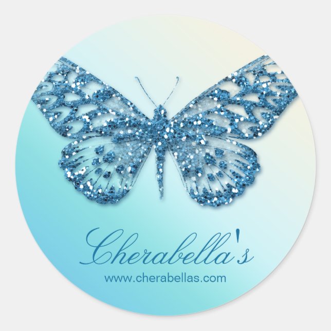Salon spa butterfly sticker blue jewellery (Front)