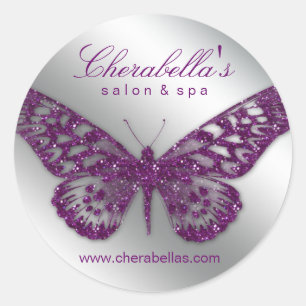Salon spa butterfly sticker purple silver jeweller