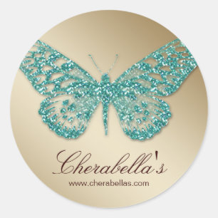 Salon spa butterfly sticker teal gold jewellery