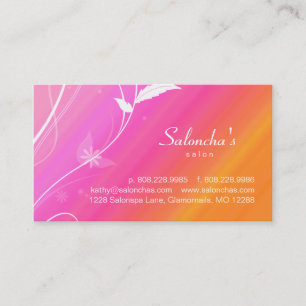 Salon Spa Carte de visite feuille rose orange