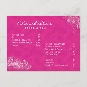 Salon Spa Floral carte postale Brochure rose