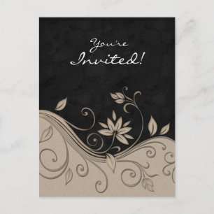 Salon Spa Floral Postcard Invitation Beige black