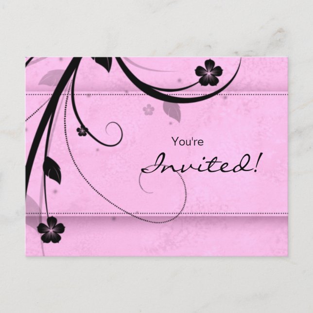 Salon Spa Floral Postcard Invitation watery pink (Front)