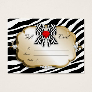 Salon Spa Gift Card Valentine Zebra Gold Black 2