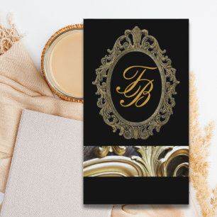 salon stylist Cosmetologist victorian monogram Business Card