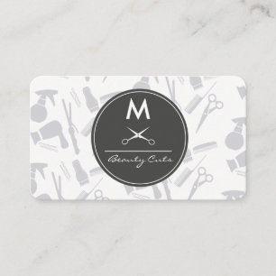 Salon Tool Pattern Monogram Business Card