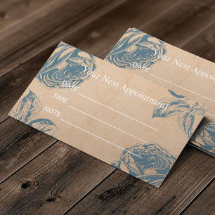 Salon Vintage Blue Rose Floral Appointment Card