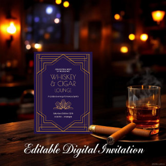 Salon Whisky & Cigare  Invitation Art Déco des ann