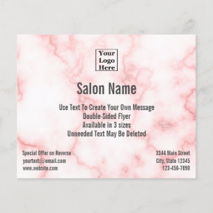 Salon Your Logo Here on Elegant Faux Pink Marble Flyer