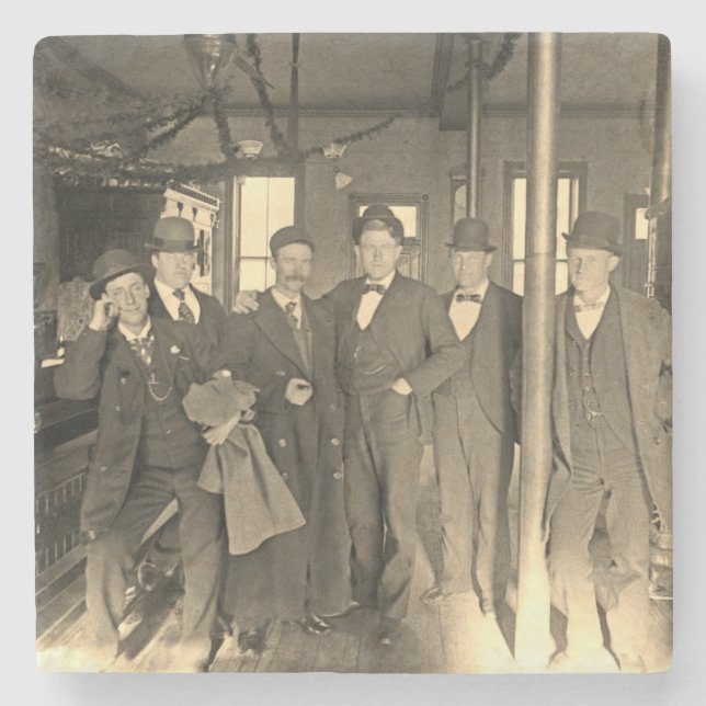Saloon Bar Interior Men Man Cave 1890's Photo pub Stone Coaster (Front)