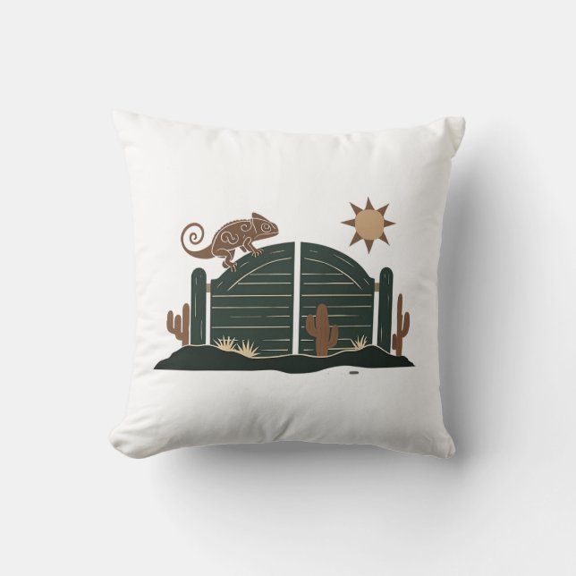 Saloon Doors Chameleon Throw Pillow (Front)
