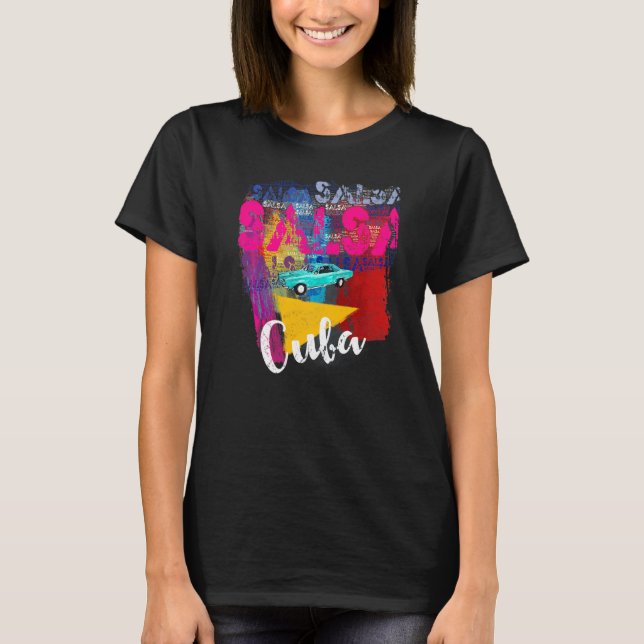 Salsa Cuba Cuba Flag Premium T-Shirt (Front)