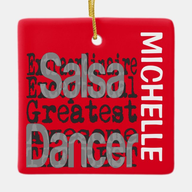 Salsa Dancer Extraordinaire CUSTOM Ceramic Ornament (Front)