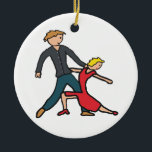 Salsa Dancing Ceramic Ornament<br><div class="desc">Salsa dancing design shows a salsa dance couple in a classic pose - him  stood up while she looks away on the floor with arm outstretched.  A fun graphic for salsa dancers.</div>
