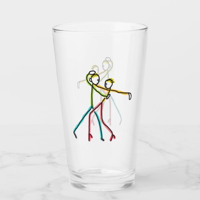 Salsa Dancing Figures Glass (Front)