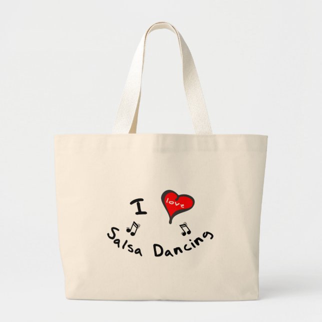 Salsa Dancing Gifts - I Heart Salsa Dancing Large Tote Bag (Front)