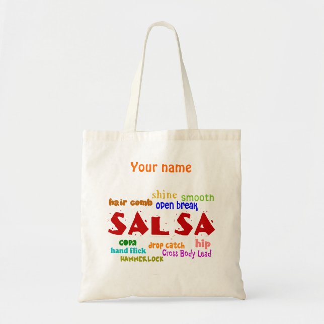 Salsa Dancing Lovers Dance Custom Name Reusable Tote Bag (Front)