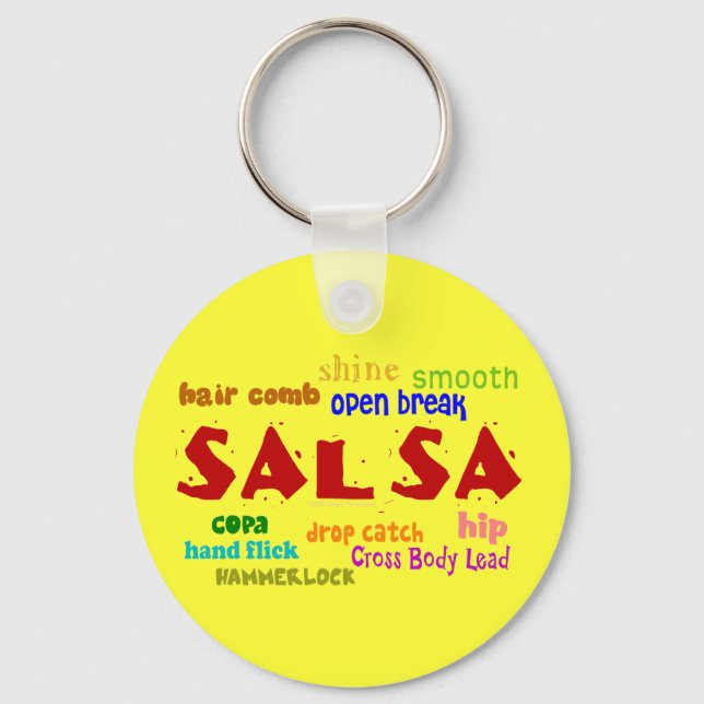 Salsa Dancing Lovers Dance Moves and Terms Keychain (Front)