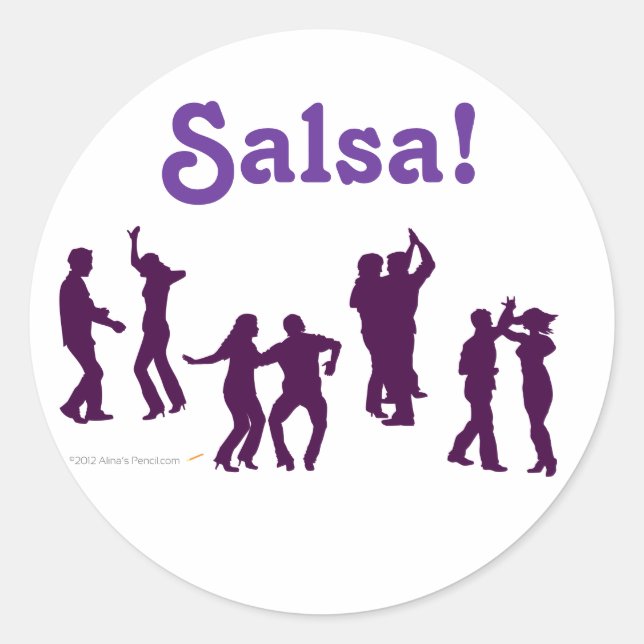 Salsa Dancing Poses Silhouettes Custom Classic Round Sticker (Front)