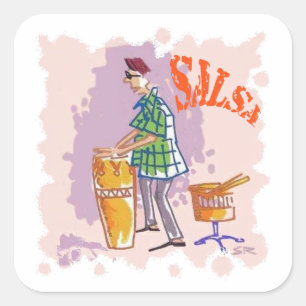 Salsa Drummer square stickers