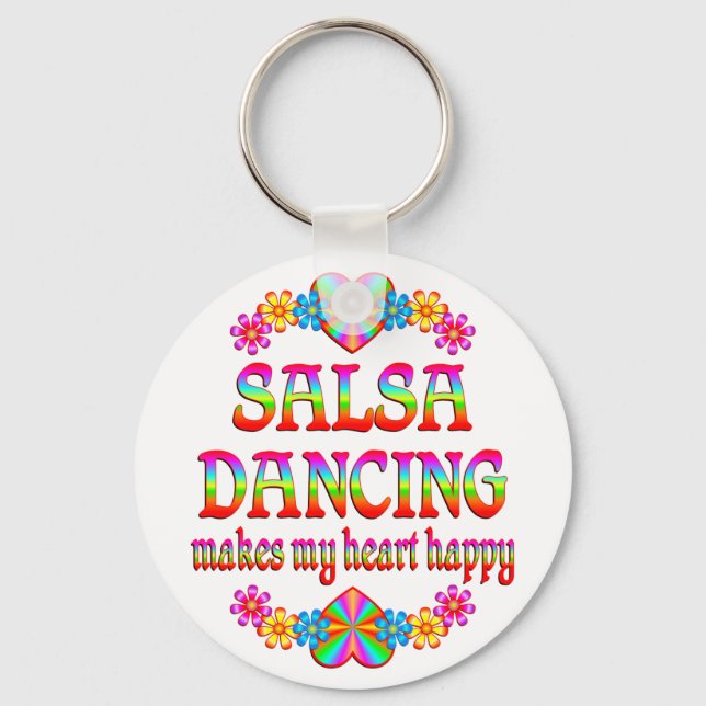 Salsa Heart Happy Keychain (Front)