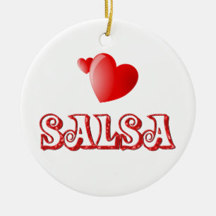 Salsa Hearts Ceramic Ornament
