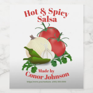 Salsa Hot & Spicy 3.5" x 4" Food Label