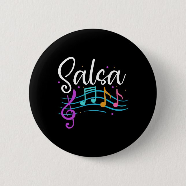 Salsa Musical Notes Latin Music Dance  2 Inch Round Button (Front)