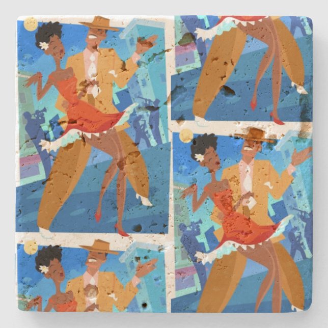 "Salsa son Cubano" Stone Coaster (Front)