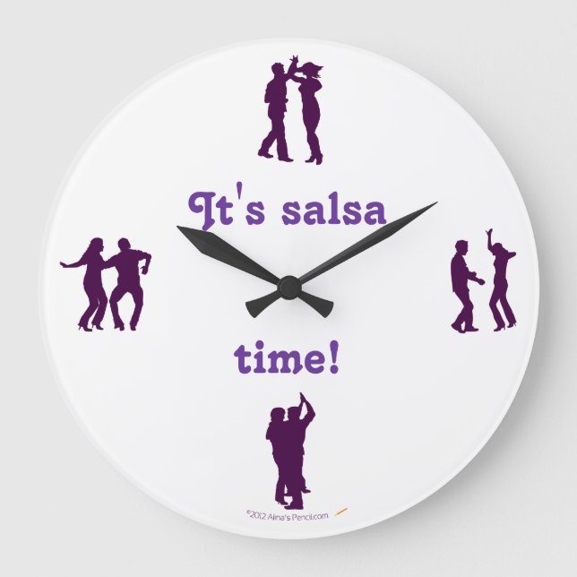 Salsa Time Dance Poses Silhouettes Wall Clock (Front)