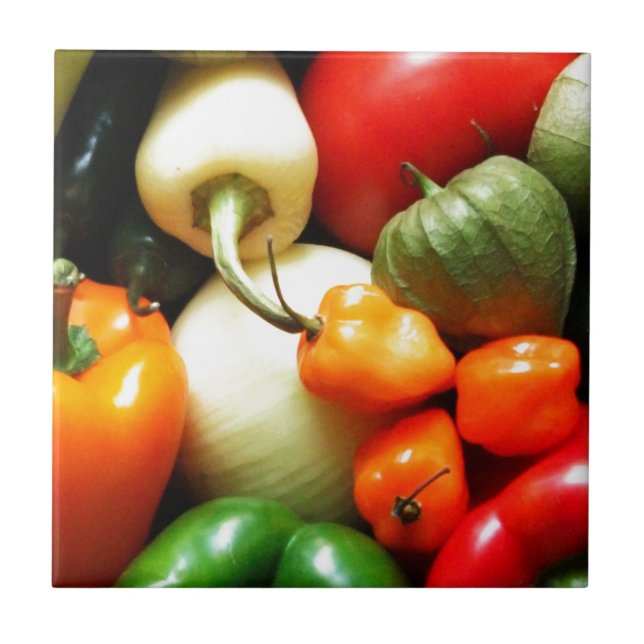 Salsa Vegetables, Tomato, Peppers, Onion Tile (Front)