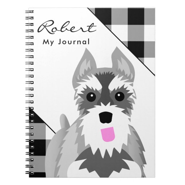 Salt and Pepper Schnauzer Tartan Plaid Notebook (Front)