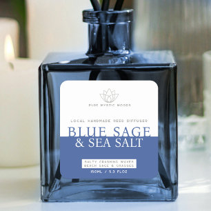 Salt and sea sage blue reed diffuser product label
