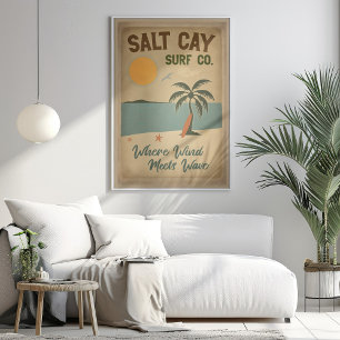 Salt Cay Surf Co. Vintage Coastal Design Poster