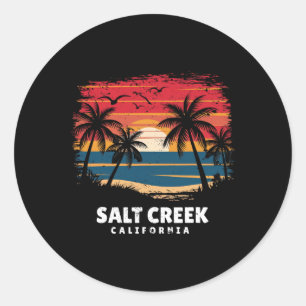 Salt Creek Beach California Surfboarder Palm Tree Classic Round Sticker