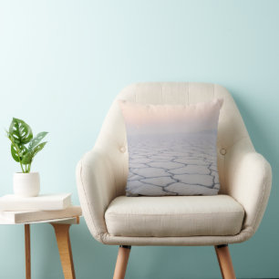 Salt Flats at Dawn: Ethereal Minimalist Landscape Throw Pillow