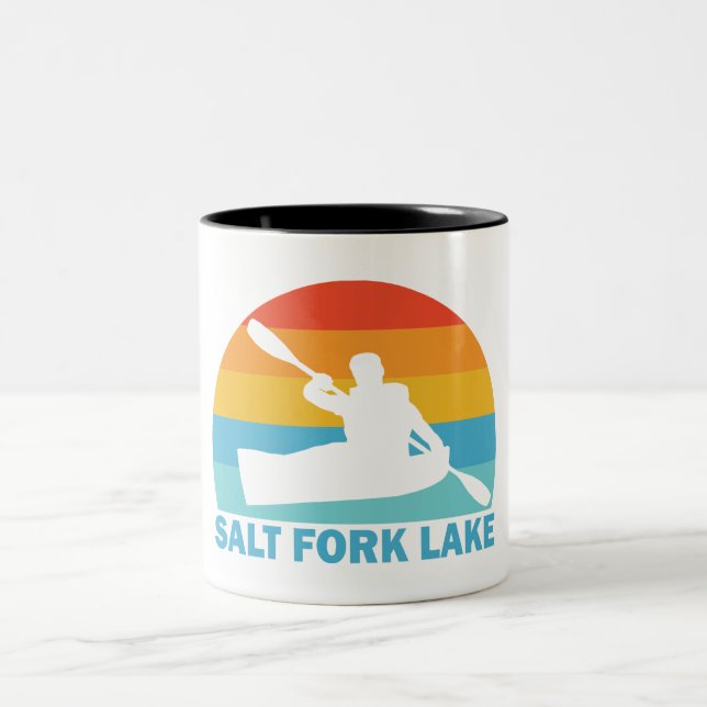 Salt Fork Lake Ohio Kayak Two-Tone Coffee Mug (Center)