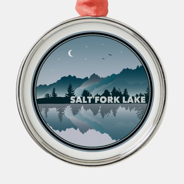 Salt Fork Lake Ohio Reflection Metal Ornament (Front)