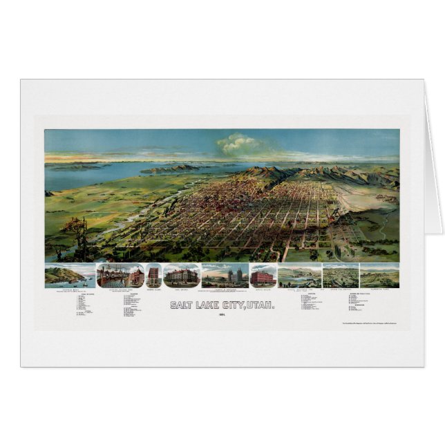Salt Lake City, carte panoramique d'UT - 1891 (Devant horizontal)