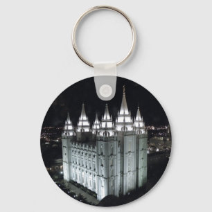 Salt Lake City LDS Temple at night. Keychain