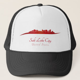 Salt Lake City skyline in red Trucker Hat