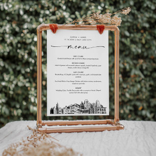 Salt Lake City Skyline Mariage Dîner Menu 5x7