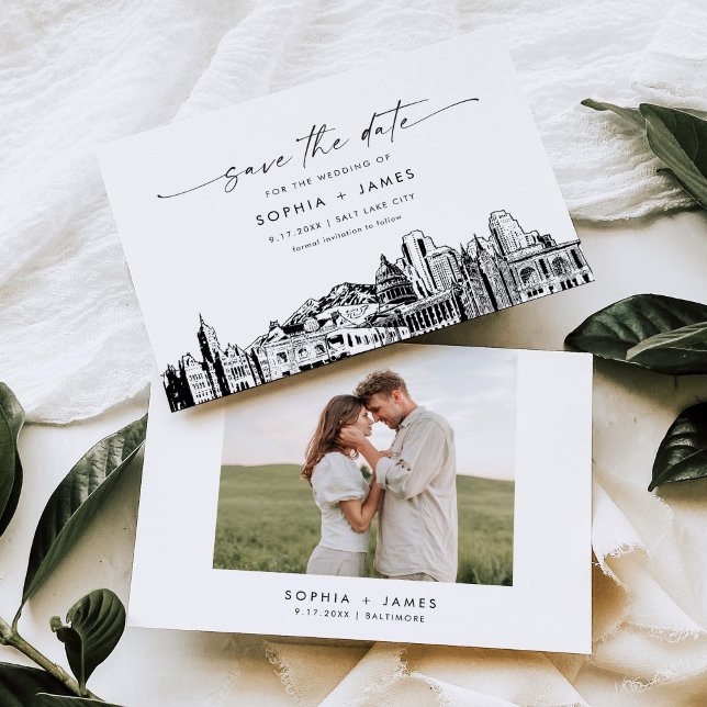 Salt Lake City Skyline Wedding Save the Date Card (Creator Uploaded)