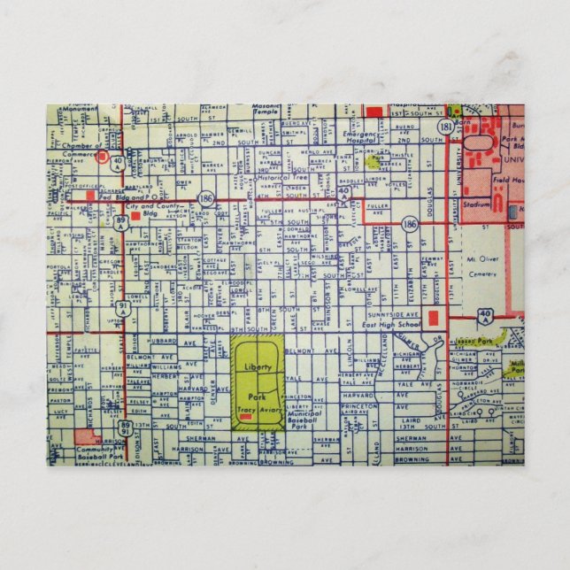 SALT LAKE CITY, UT Vintage Map Postcard (Front)