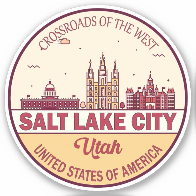 Salt Lake City Utah City Skyline Emblem (Front)