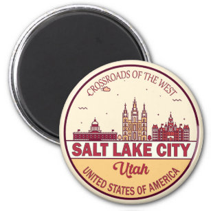 Salt Lake City Utah City Skyline Emblem Magnet
