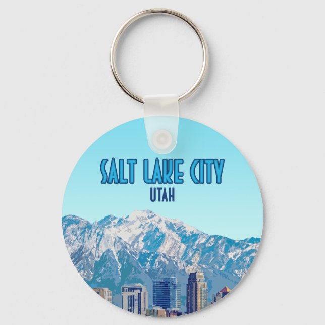 Salt Lake City Utah Downtown Vintage Keychain (Front)