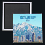 Salt Lake City Utah Downtown Vintage Magnet<br><div class="desc">Display the buildings of downtown and mountains in Salt Lake City,  Utah,  USA on a magnet in your home as a memento of one of America's greatest sites!</div>